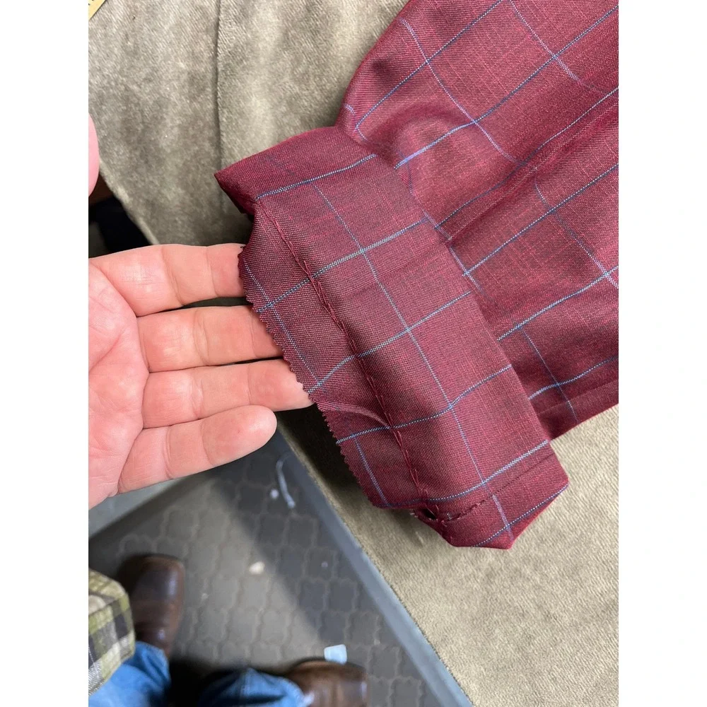 Jos A Bank Men's Houndstooth Blazer 46L Wool‎ Silk Linen Blend Sport Coat